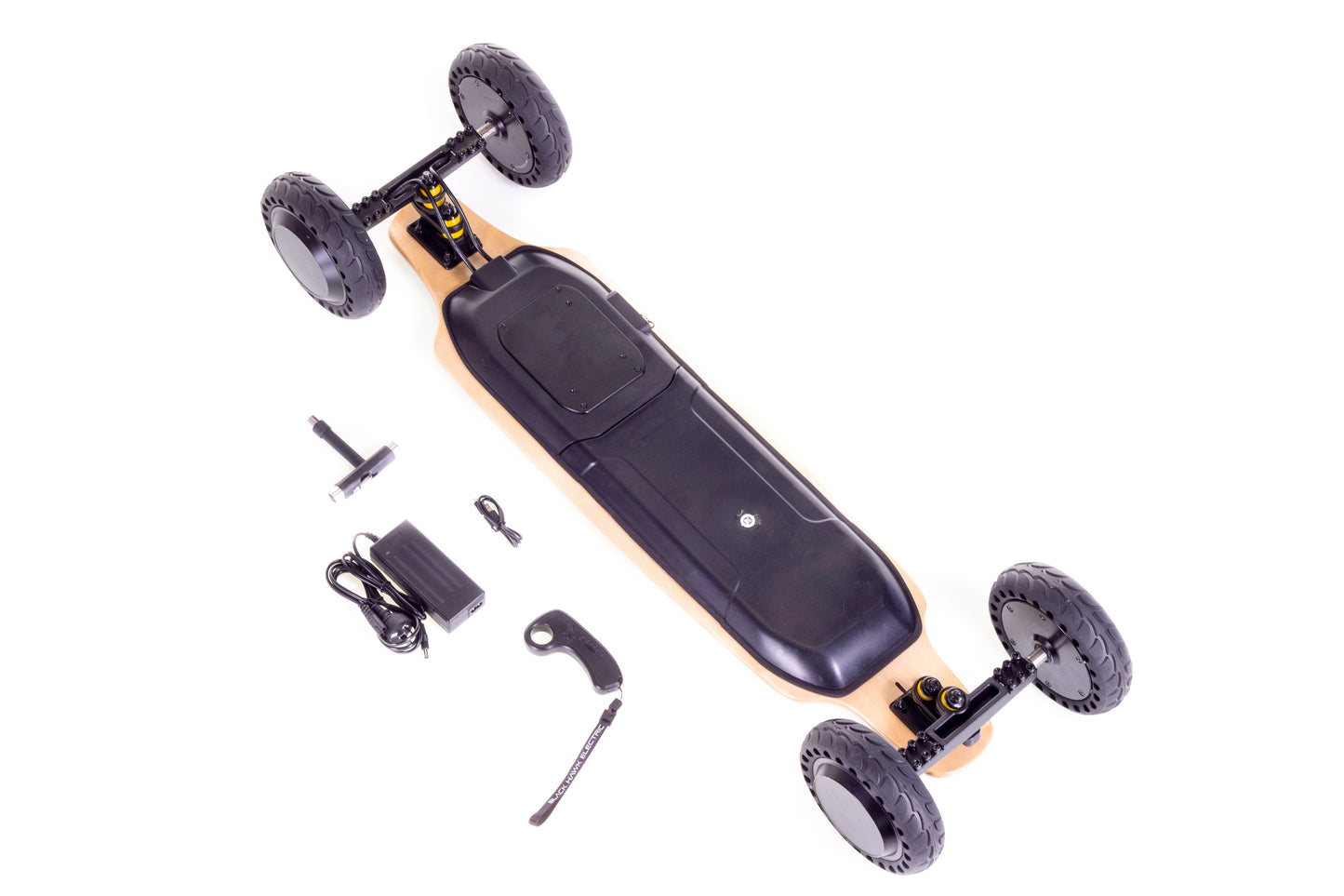 High quality, high performance electric skateboard with hub drive brushless motors and lithium ion battery technology.