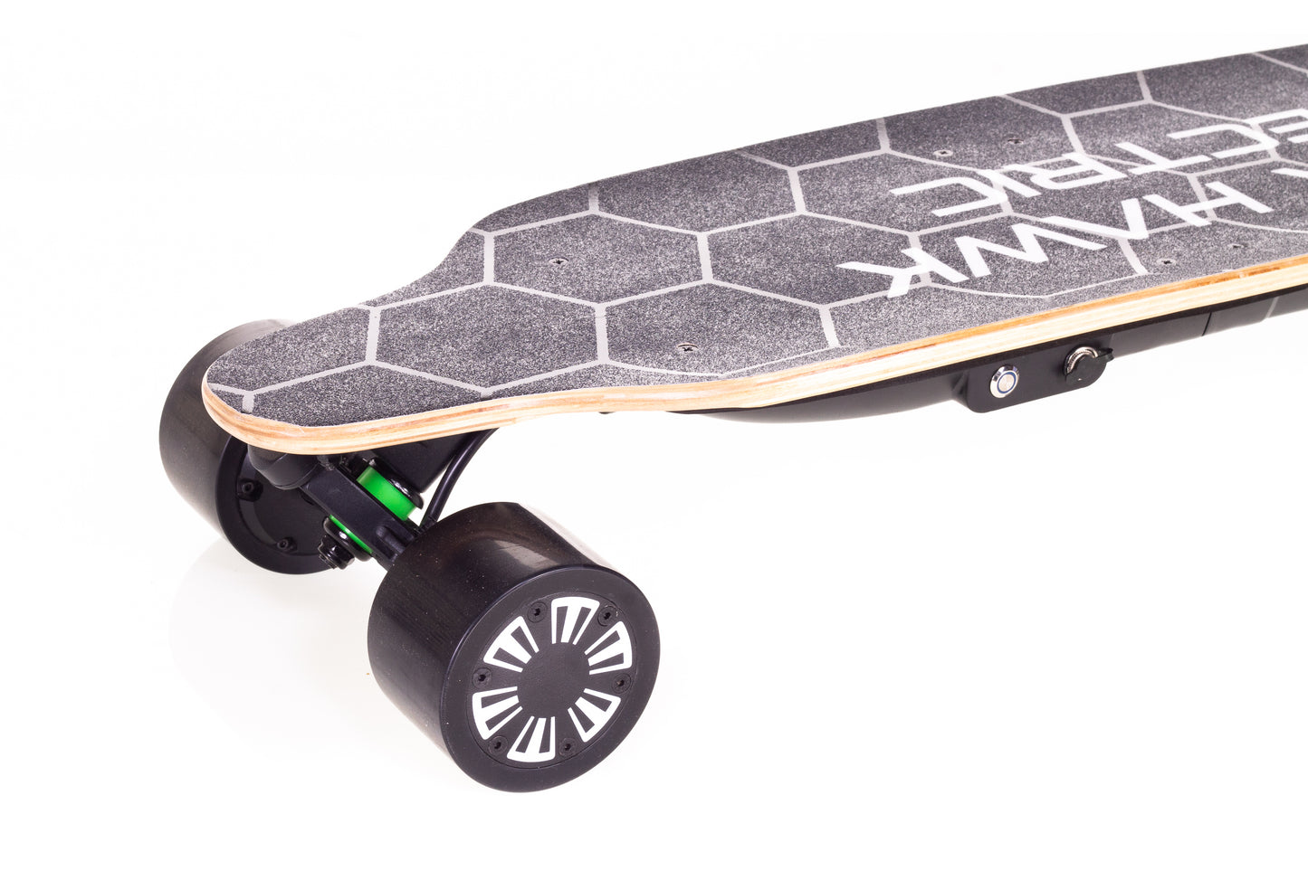 High quality, high performance electric skateboard with hub drive brushless motors and lithium ion battery technology.